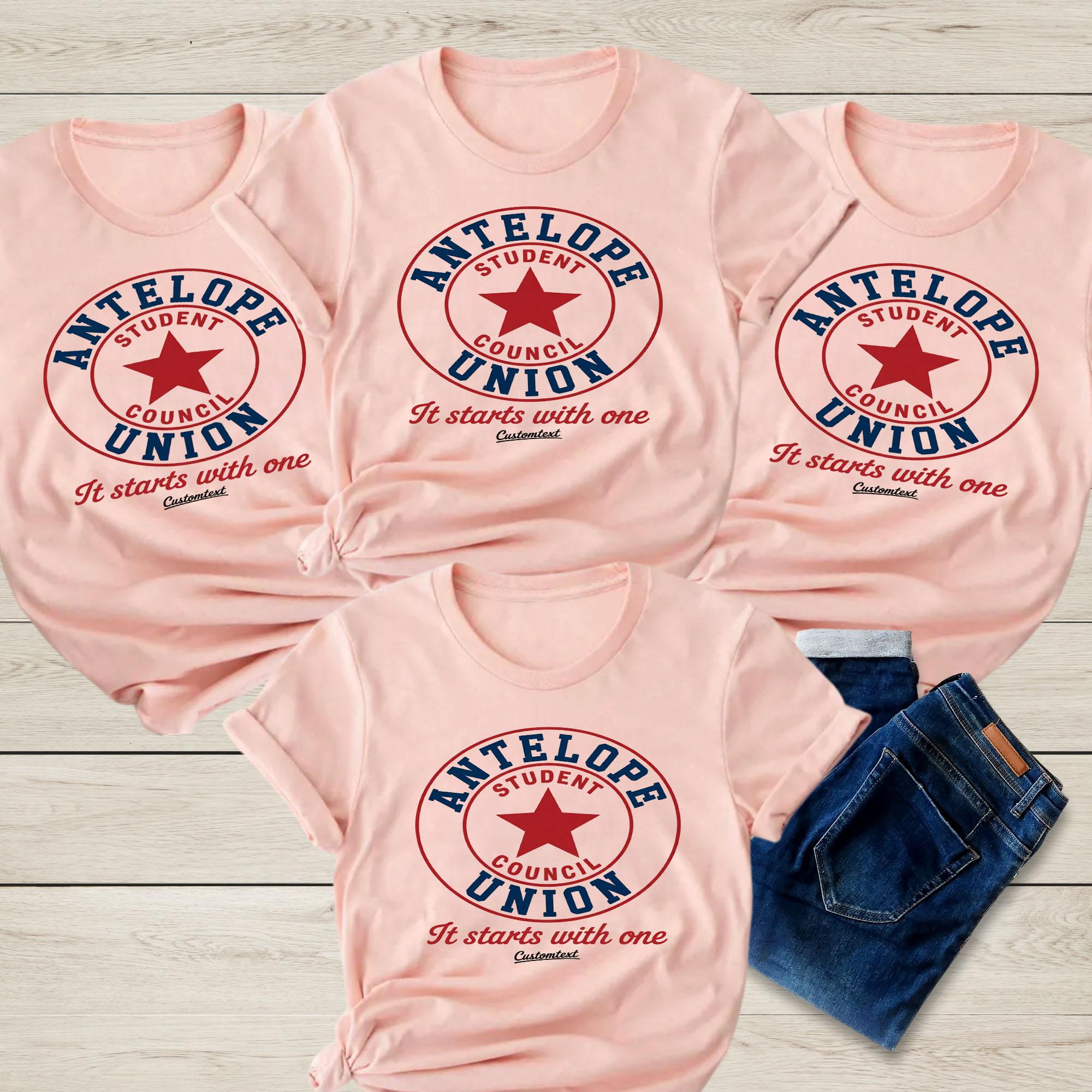 It Starts With One Shirt – Antelope Union Student Council Retro Custom Tee it starts with one shirt antelope union student council retro custom tee style 1 thumb 294