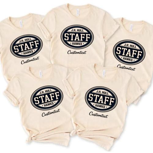 J.H. Hull Hawks Staff Custom Text Vintage Retro Teacher Staff Shirt