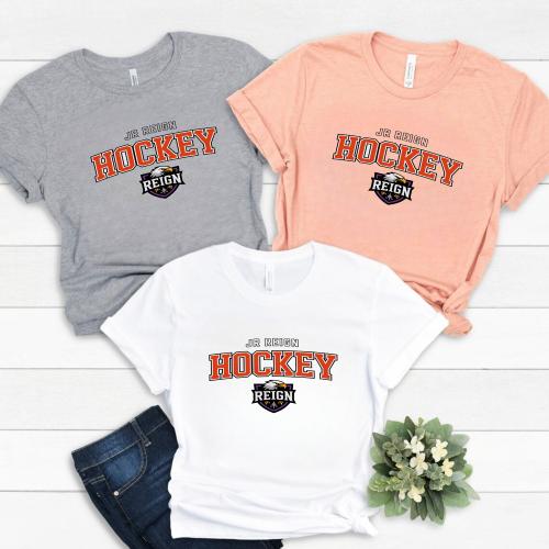 JR Reign hockey Sport Team Tee – Custom School Mascot Design