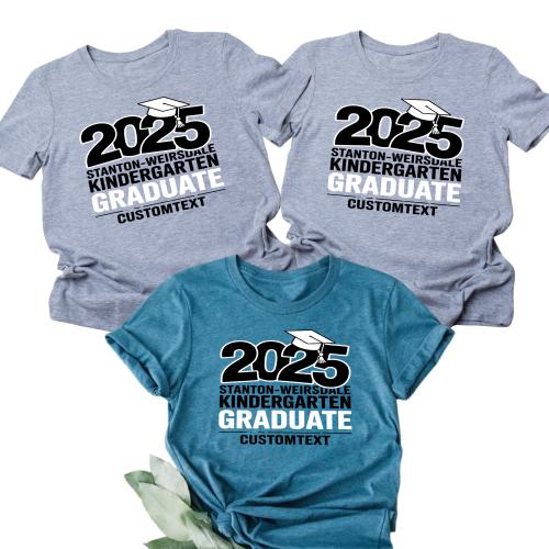 Kindergarten Graduate Shirt 2025 – Custom School Name Graduation Tee for Kids