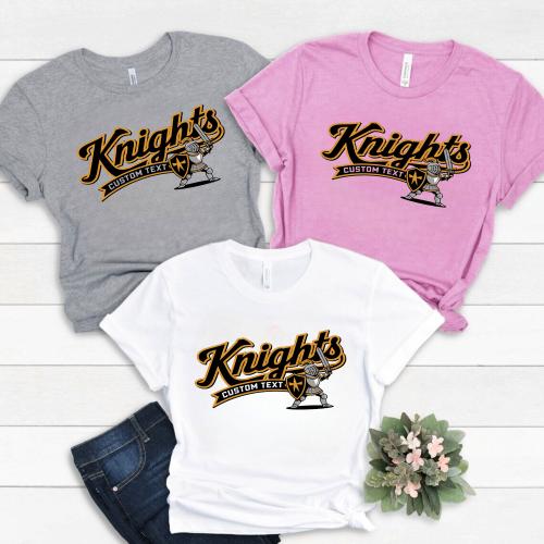 Knights Custom Text Mascot T-Shirt Custom, Retro Bold Medieval Style