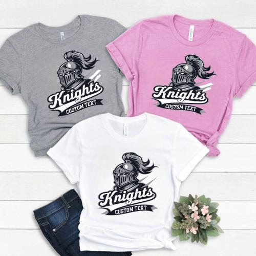 Knights Custom Text Mascot T-Shirt Custom, Retro Bold Warrior Style