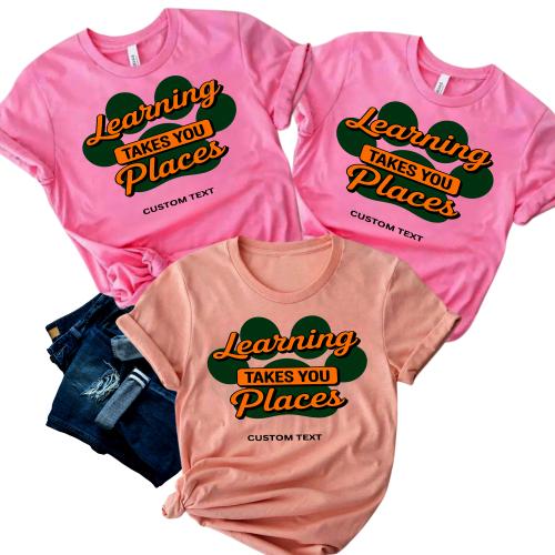 Learning Takes You Places Custom Text Shirt - Vintage Education Club Shirt
