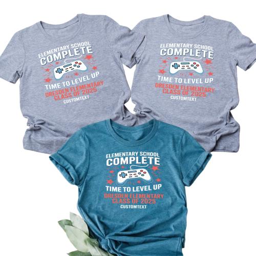 Level Up Graduation Shirt – Gamer Style Custom Class Shirt for Elementary School 2025