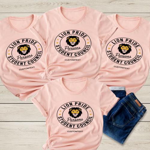 Lion Pride Student Council Shirt – Retro Parsons Custom Mascot Tee