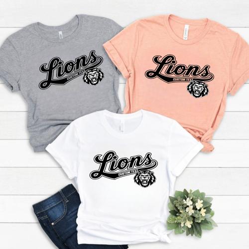 Lions Customtext Bold Lion Mascot T-Shirt Custom, Vintage Animal Style