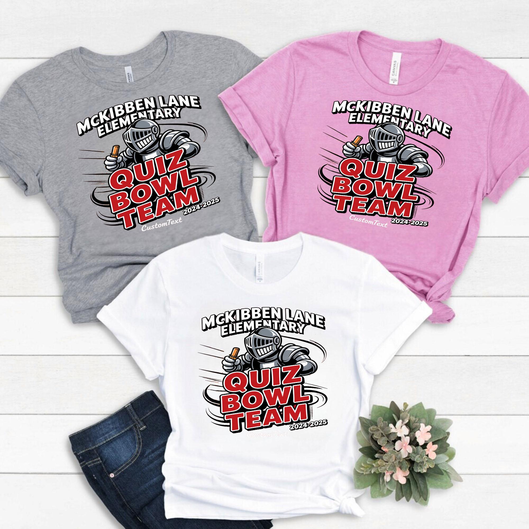 McKibben Quiz Bowl Team Shirt Custom – Retro Comic Style Club Tee with Knight Mascot (2024-2025) mckibben quiz bowl team shirt custom retro comic style club tee with knight mascot 2024 2025 style 1 thumb 276