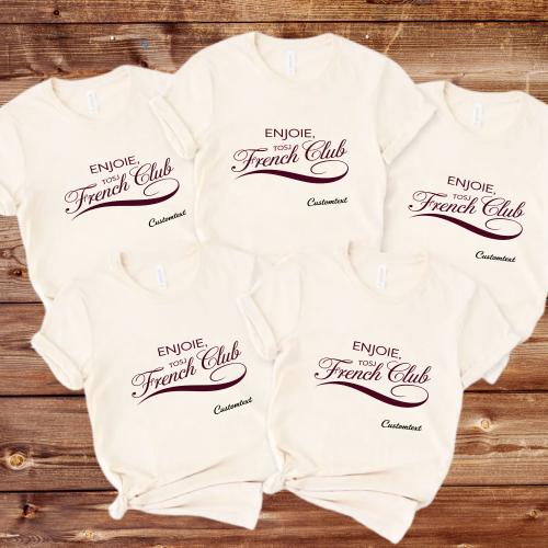 Minimal Script French Club Shirt – Enjoie Tosj Elegant Custom Tee
