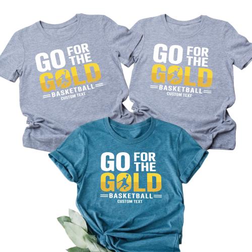 Motivation Series Basketball Club Sport Team T-shirt – Go for the Gold Varsity Tee