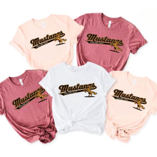 Mustangs Custom Text Fun Horse Mascot T-Shirt Custom, Retro Animal Style