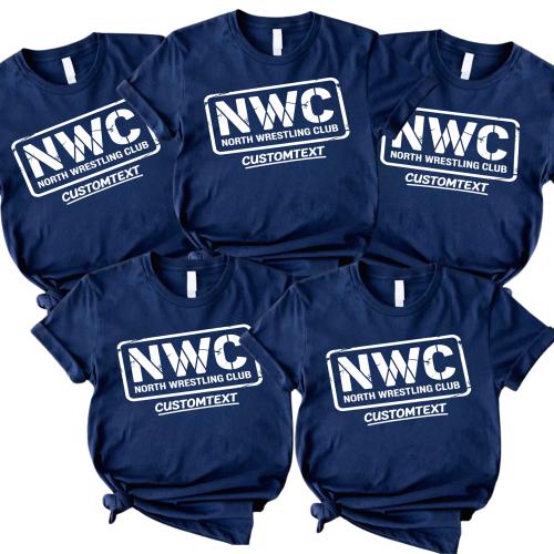 NWC North Wrestling Club Shirt – Distressed Stamp Logo Design Custom Club Strip Shirt Sporty Tough Style