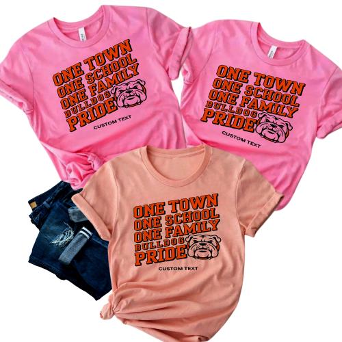 One Town One School One Family Bulldog Pride Shirt – Custom Teacher Staff Vintage Tee