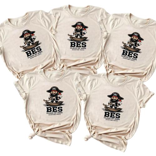 Pirate Mascot Graduation Tee – BES Class of 2025 Custom Shirt