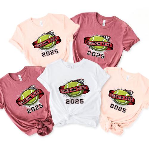 Retro 2025 Tennis Club Sport Team T-shirt – Custom Text & Personal Design