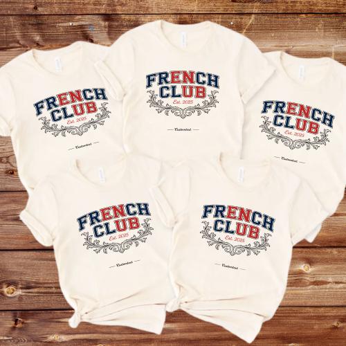 Retro Baroque French Club Shirt – Est. 2025 Custom Student Language Tee