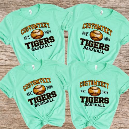 Retro Baseball Varsity Tournament Club Sport Team T-Shirt - Custom Tigers School Spirit Shirt