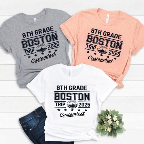 Retro City Skyline Boston Trip Shirt – 8th Grade 2025 Field Trip Custom Tee