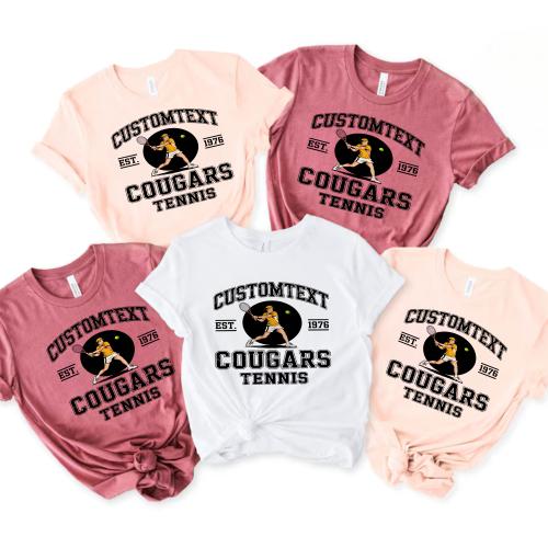 Retro Cougars Tennis Club Sport Team T-shirt – Varsity Tournament Style