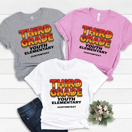 Retro Custom Third Grade Class Shirt – Youth Elementary Tee 2025