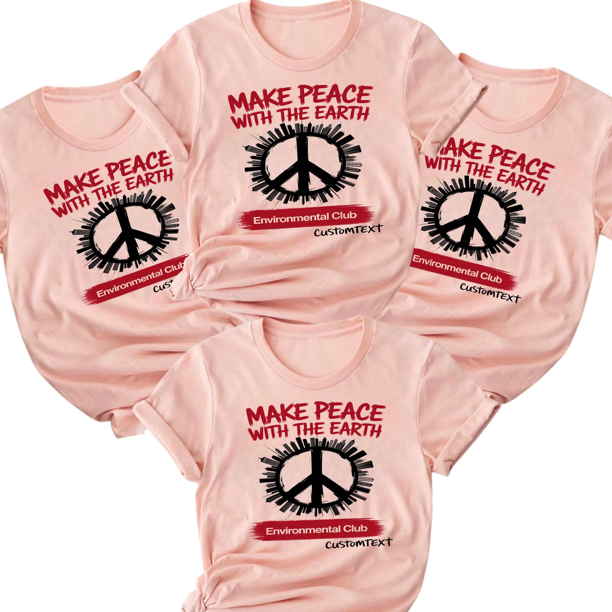 Retro Environmental Club Shirt – Make Peace With The Earth Custom Eco Tee retro environmental club shirt make peace with the earth custom eco tee style 3 thumb 53