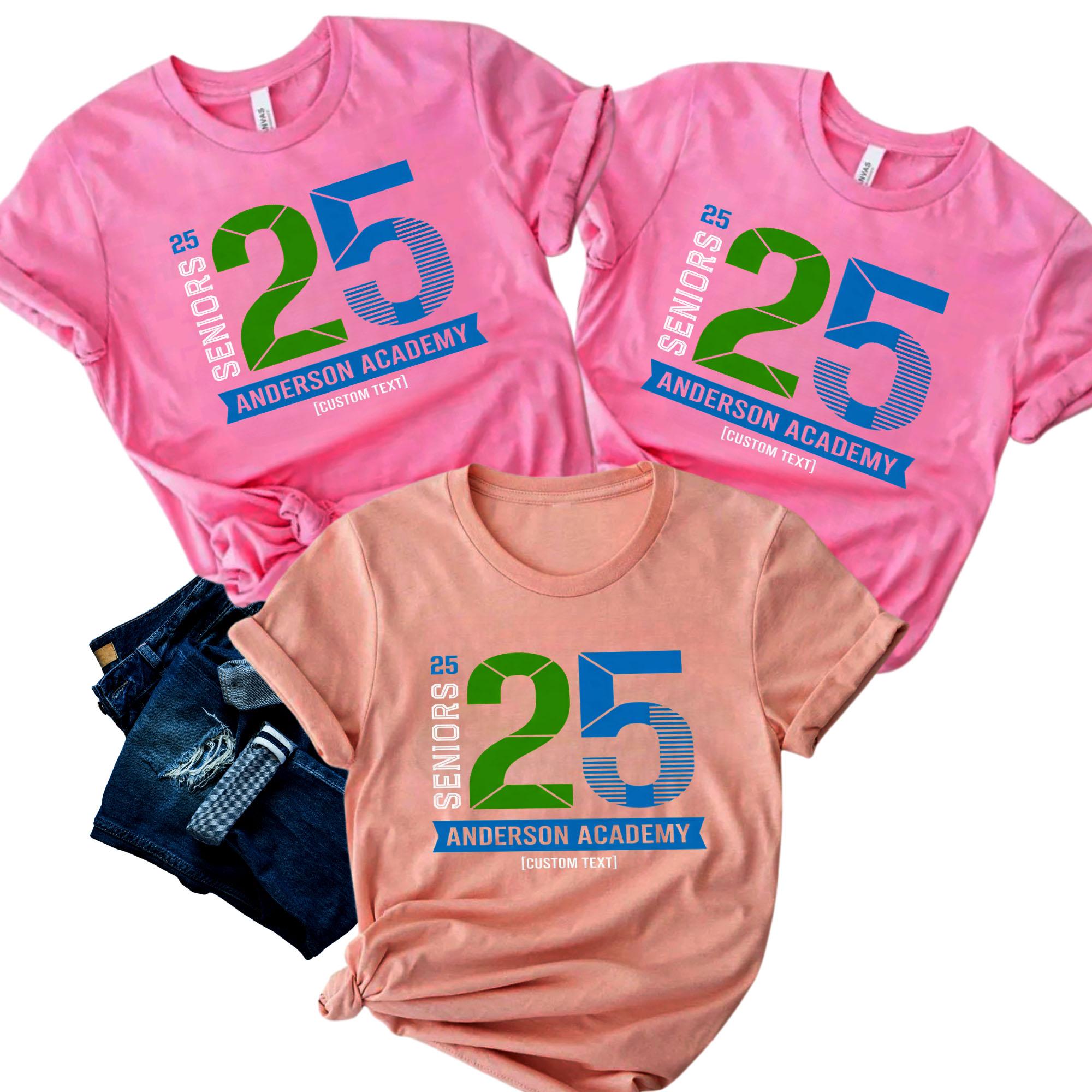 Retro Stripe Tech Seniors 25 Graduation T-Shirt Class of 2025 retro stripe tech seniors 25 graduation t shirt class of 2025 style 1 thumb 79