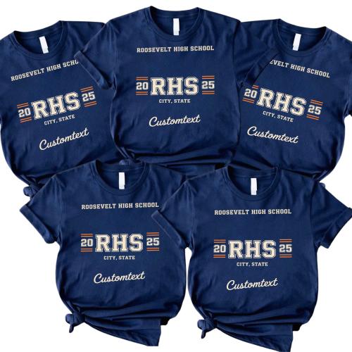 RHS 2025 Graduation Strip Shirt – Roosevelt High Custom Senior Class Tee