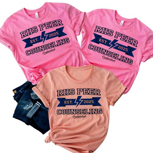 RHS Peer Counseling Est. 2025 Shirt Custom Student Club Lightning Teacher Staff Tee