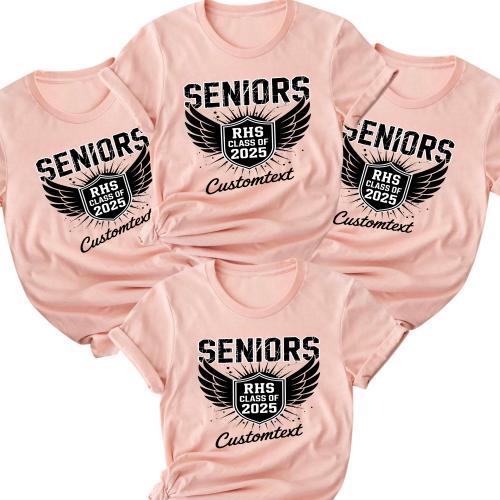 RHS Seniors Class Of 2025 Wings Shield Graduation Shirt – Bold Grunge College T-Shirt