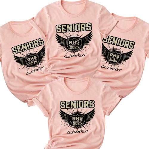 RHS Seniors Class Of 2025 Wings Shield Graduation Shirt – Grunge Senior College Shirt