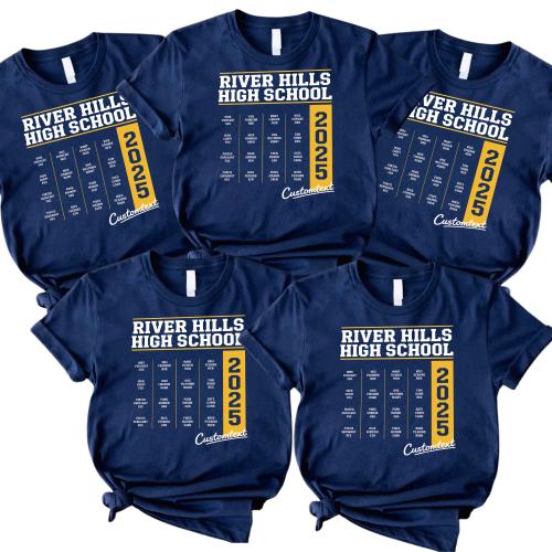 River Hills High School 2025 Graduation Strip Shirt – Senior Class Custom Tee