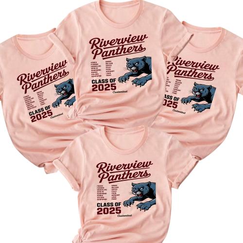 Riverview Panthers Class of 2025 – Retro Graduation Strip Shirt Custom