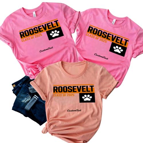 Roosevelt Class of 2025 Paw Print Graduation Shirt Custom – Graduation Strip Shirt