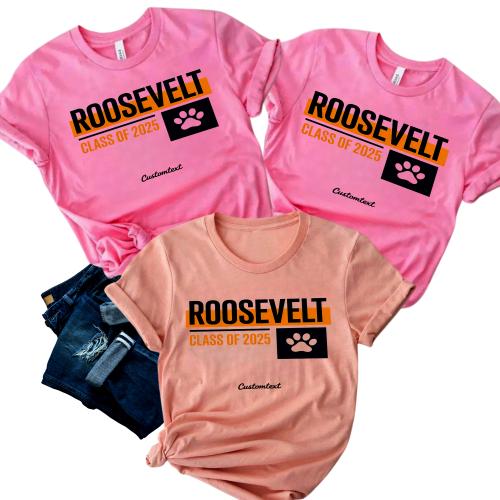 Roosevelt Class Of 2025 Trip Shirt – Paw Print Graduation Strip Custom Tee