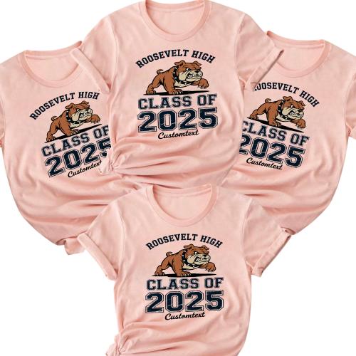 Roosevelt High Bulldogs Class of 2025 – Vintage Graduation Strip Shirt Custom