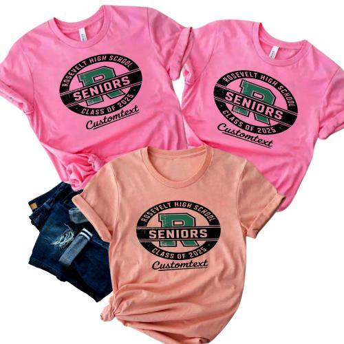 Roosevelt High School Seniors Class of 2025 R Badge – Retro Graduation Shirt Custom