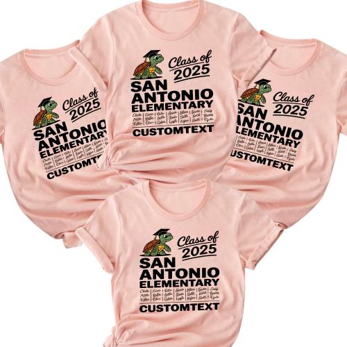 San Antonio Elementary Class Of 2025 Trip Shirt – Cute Turtle Mascot Graduation Tee