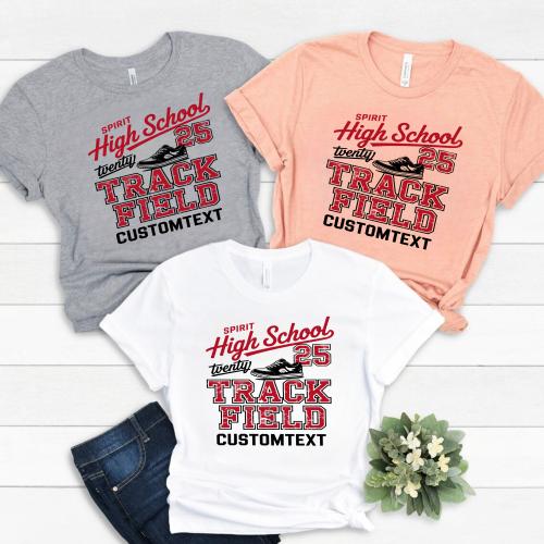 School Name Track Cross Country Club Sport Team T-shirt – Custom Split Varsity Style