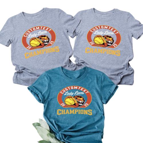 School Spirit Custom Softball Sport Team T-Shirt – Champions Varsity Mascot Tournament Tee