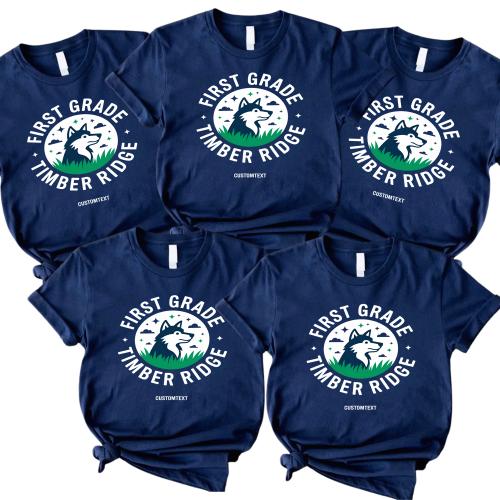 School Spirit Shirt for 1st Grade – Timber Ridge Wolf Custom Tee