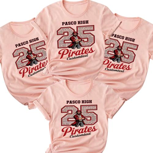 Senior Class Of 2025 Pasco High Pirates Shirt – Retro Graduation Strip Custom Tee