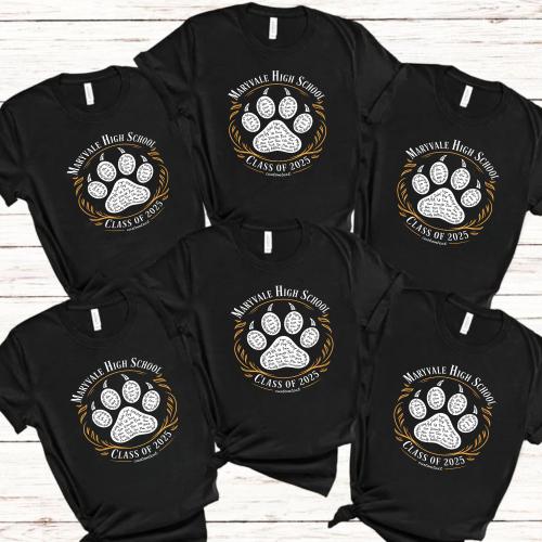 Senior Class Of 2025 Paw Print Shirt – Custom Graduation Shirt With School Spirit
