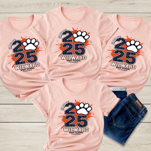 Senior Class Of 2025 Paw Print Spirit Shirt – Custom High School Graduation T-Shirt