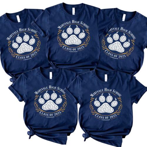 Senior Class Of 2025 Paw Print Tee – Custom College Graduation Shirt