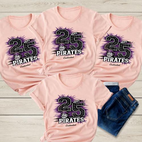 Senior Class Of 2025 Pirate Mascot Tee – Custom College Graduation Shirt