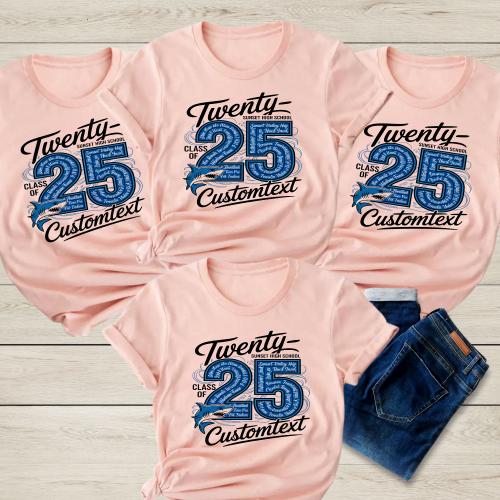 Senior Class Of 2025 Shark Mascot Shirt – Custom Graduation T-Shirt