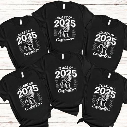 Senior Class Of 2025 Wolf Mascot Tee – Custom College Graduation Shirt