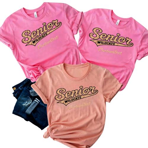 Senior Wildcats – Custom Vintage Graduation Shirt Retro Distressed Script Tee