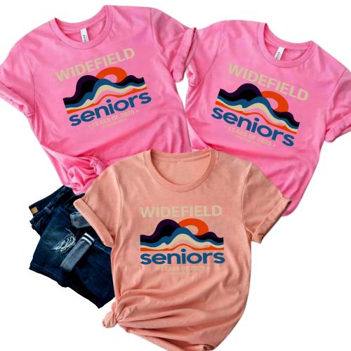 Seniors 2025 Widefield Retro Mountain Class Shirt Pride Edition Tee