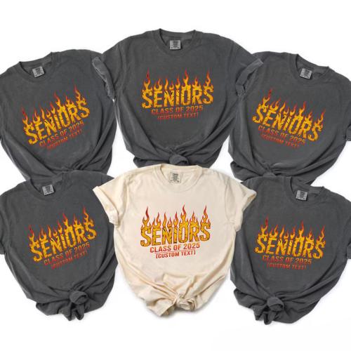 Seniors on Fire Shirt – Retro Flame Class of 2025 Graduation Tee