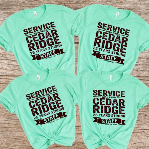 Service With Pride Cedar Ridge 25 Years Strong Staff Custom Photography Retro Club Shirt